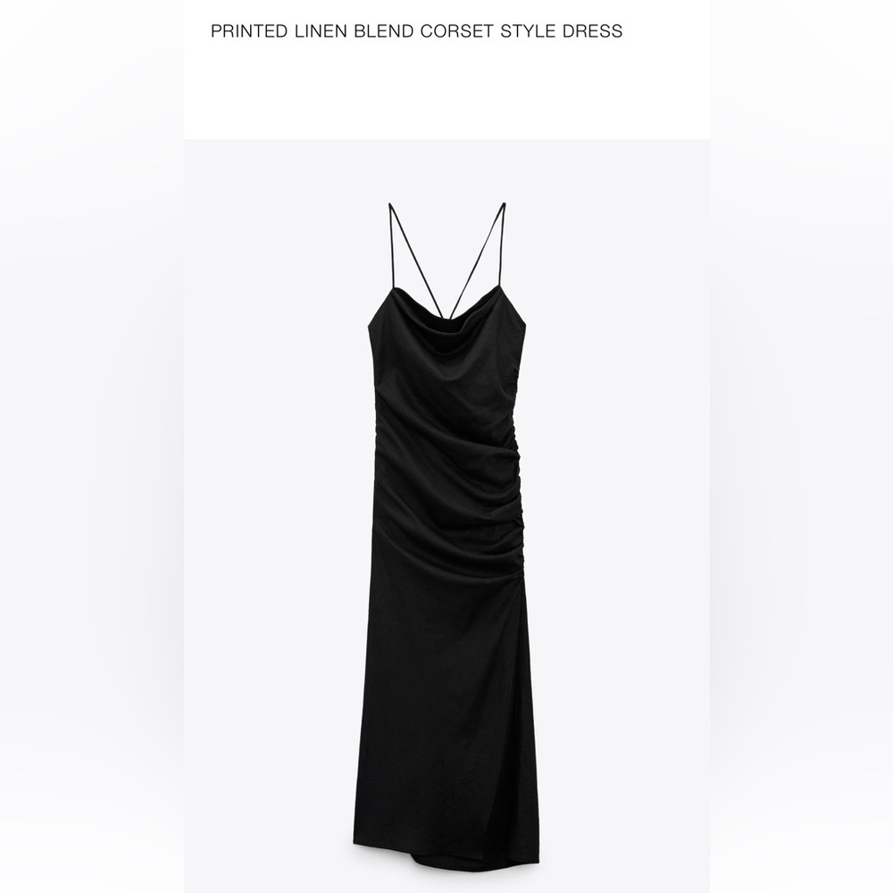 Zara printed linen blend corset dress